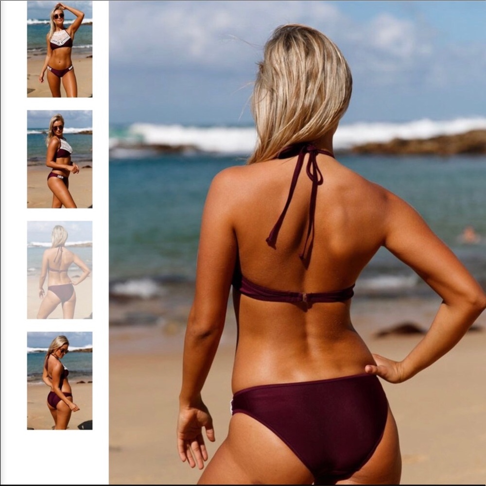 5⭐️ RATED! Lace Embellished Halter Neck Bikini Set - Picture 3 of 8